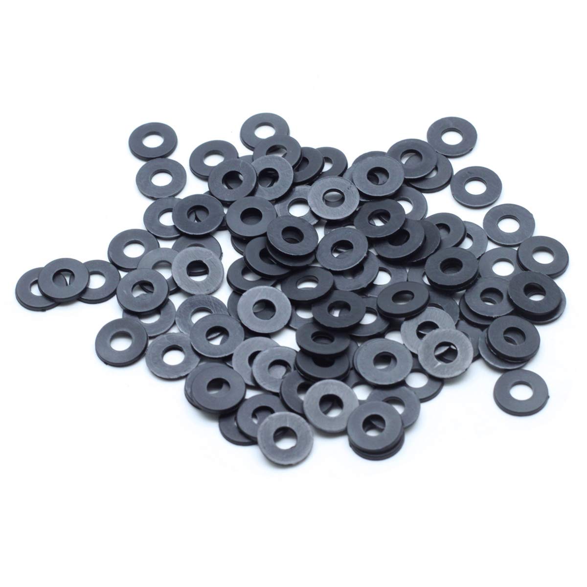 Dasunny 100 Pcs M4 x 10 x 1mm Nylon Washer Flat Gasket Spacer Fastener, Black