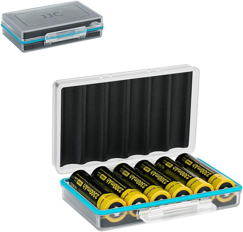 JJC 18650 Battery Organizer Hard Case 6 Space Shockproof Water-Resistant