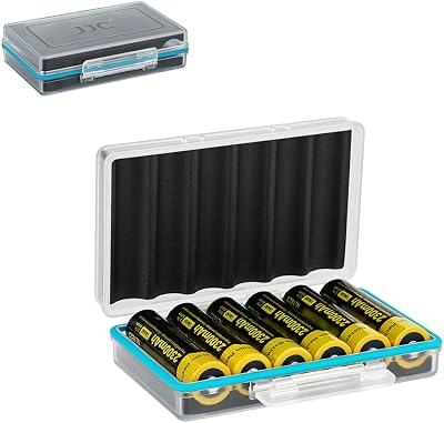 JJC 18650 Battery Organizer Hard Case 6 Space Shockproof Water-Resistant