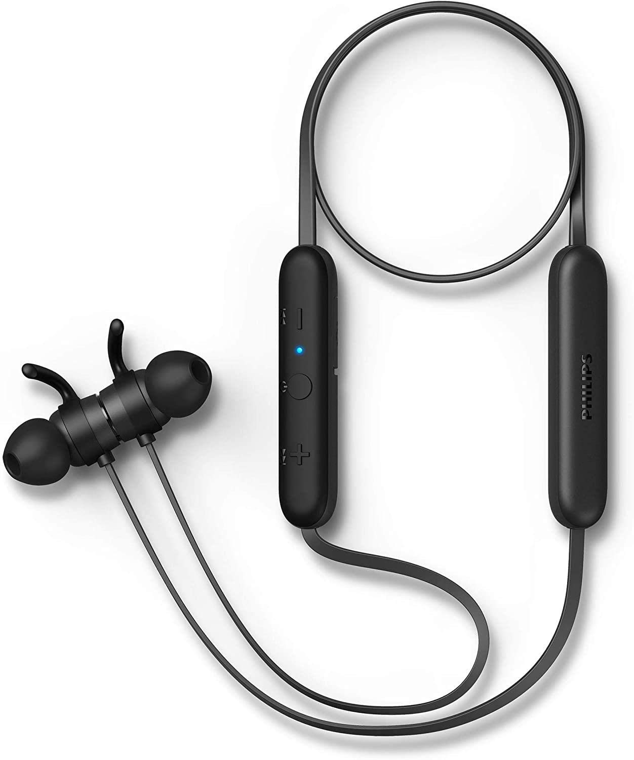 Philips Audio Bluetooth In-Ear Headphones E1205BK/00 With Microphone (In-Line Remote Control, Echo Reduction, 7 Hours’ Playback Time, IPX4 Splash Resistant, Magnetic Earbuds) Black