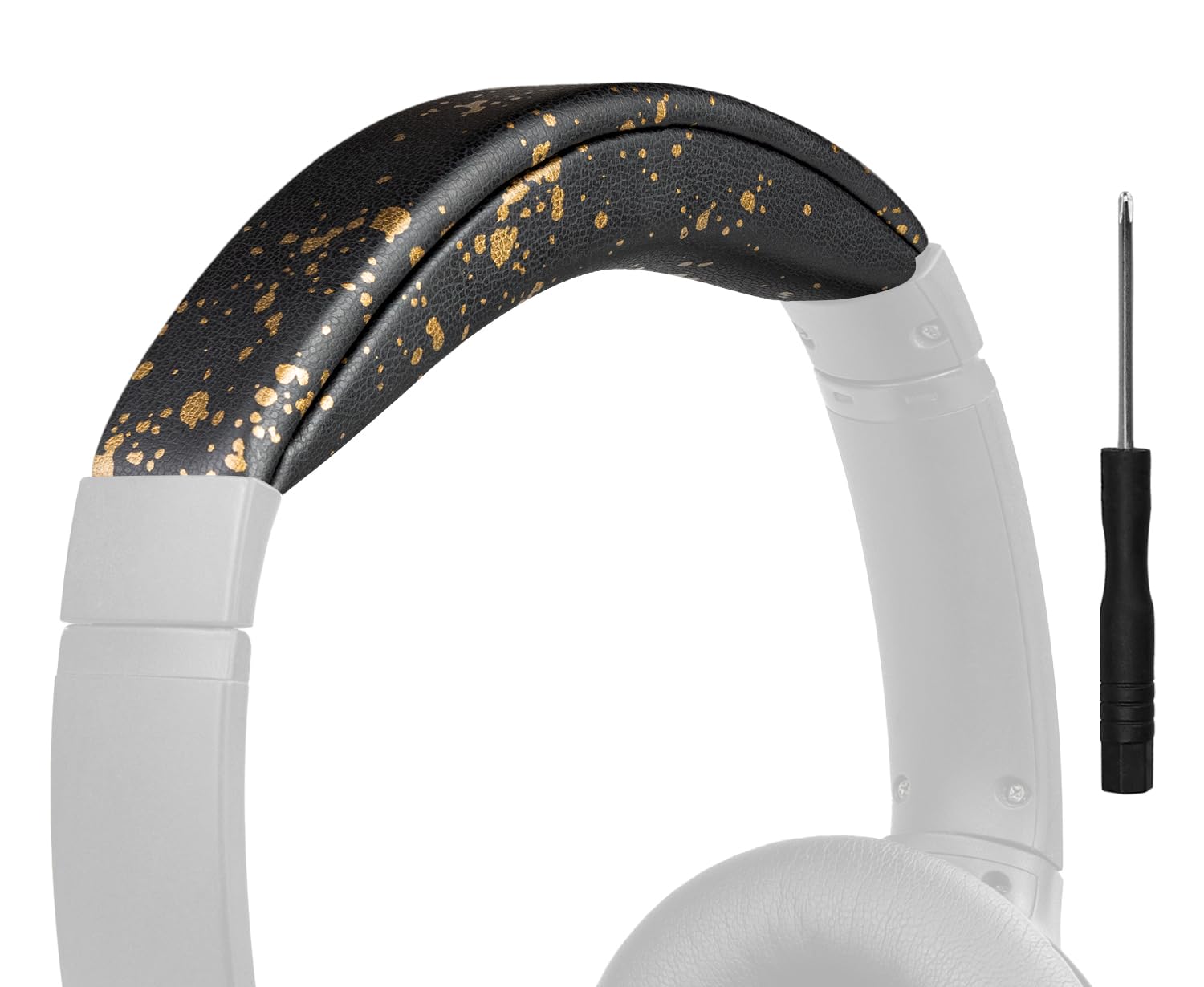 SOULWIT Headband Cover for Bose QuietComfort 25(QC25) Headphones, Replacement Headstrap Pad Repair Part - Black Gold