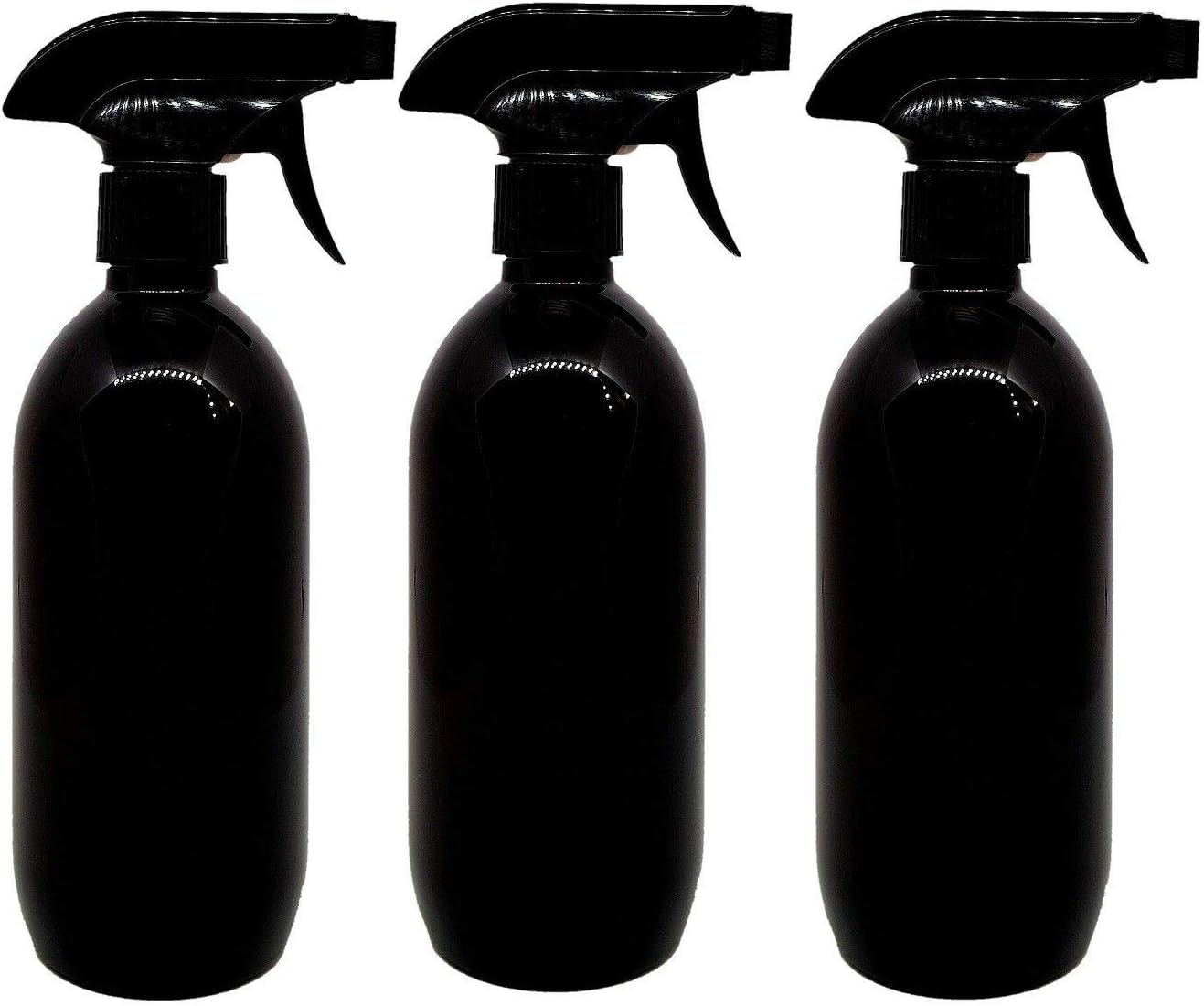 DetailedOnline 3x 500ml Empty Plastic Gloss Black Trigger Bottle Car Cleaning Spray Pet Beauty