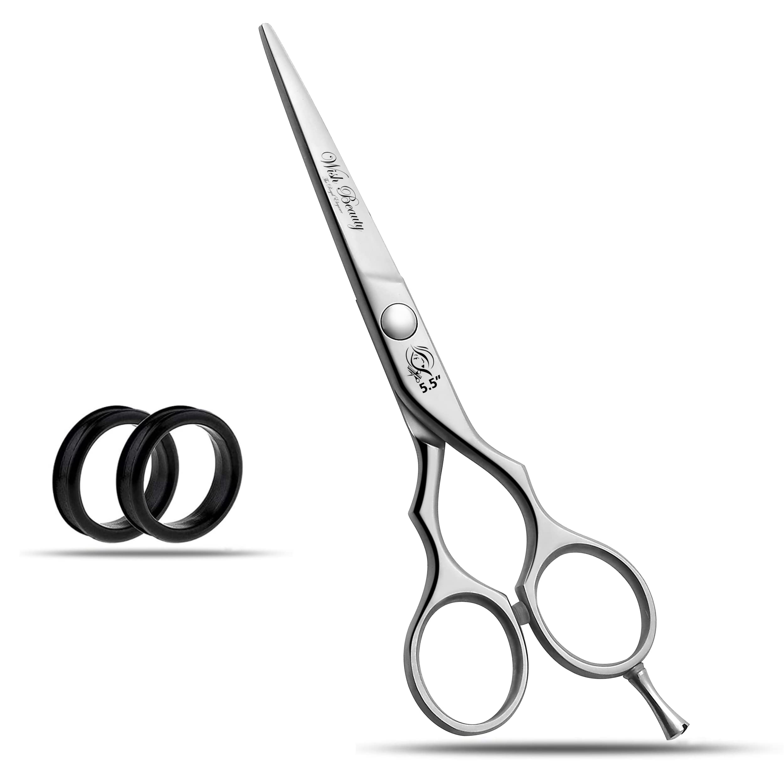 Wishbeauty Professional Hairdressing Scissors - 5.5 inch Hair Scissors for Women & Men - Barber Scissors for Hair Cutting - Sharp Scissor Blades - RightHand Hairdressers Scissors for Salon (Silver)