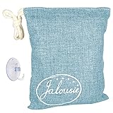 200g Jalousie Air Purifying Activated Bamboo Charcoal Bag Odor Removal for Kitchen Pet Car Closet Basement Prevent Mold Mildew Dehumidify Remove Moisture Hook Included for Hanging (Blue)