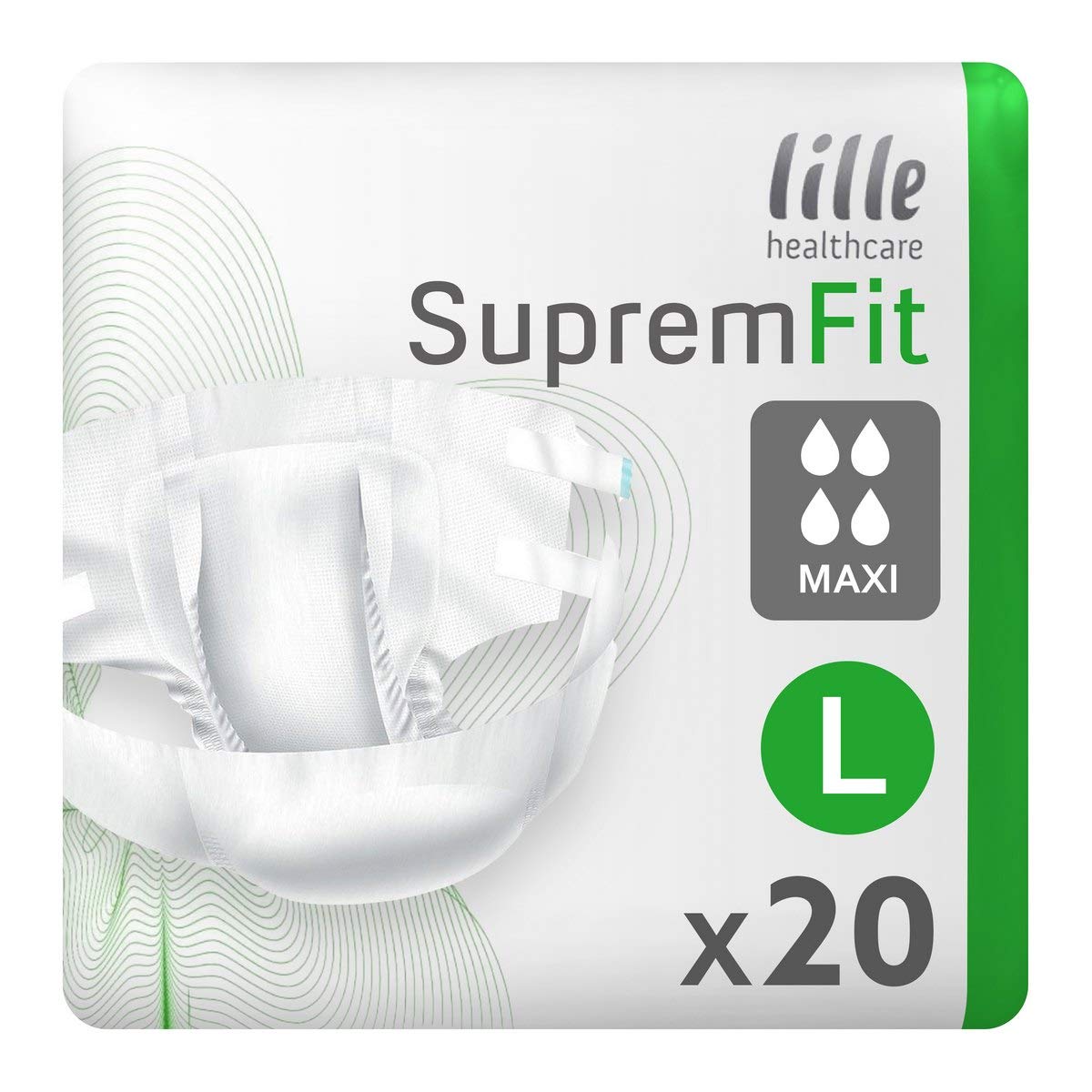 LILLE Suprem Fit Incontinence Pads, Fast Absorbing Disposable Briefs for Men and Women, Maxi, Heavy Absorption, Size L Pack of 20 — image 1