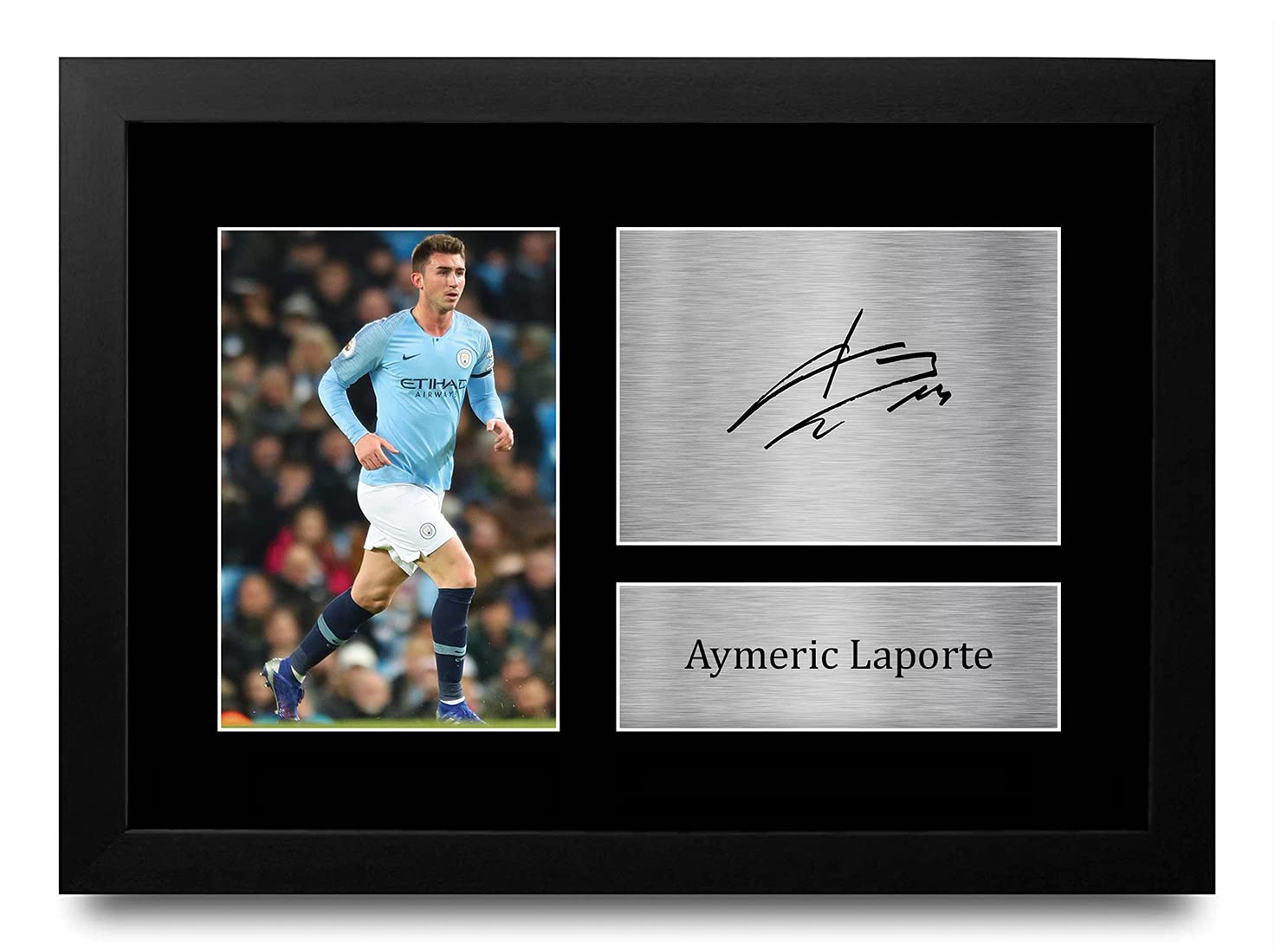 HWC Trading Aymeric Laporte Manchester City Man City Gifts Printed Signed Autograph Picture for Fans and Supporters - A4 Framed
