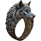 AUNVITO Flexible Design Wolf Mission's Lone Wolf Ring,Stainless Steel Vintage Creativitys Rings Wolf Head Ring Personalized Men Rings Jewelry Accessories