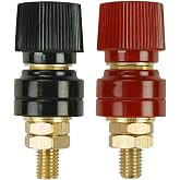 Ampper M10 Remote Battery Terminals, 12V 250A Jumper Post for Relocation | Made of Brass, for Battery Relocation, Connect 2 or More Wires, 2 Sets of Nuts, For Battery Box and Panels, Red and Black