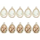 arricraft 10 Pcs Abalone Shell Charms, 2 Colors Teardrop Shell Pendant Natural Paua Shell Pendant Beach Seashell Beads Charms for Earrings Bracelets Necklace Jewelry Making