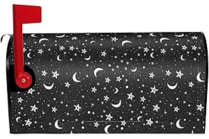 GONGTAOMO Black and White Moon Star Mailbox Covers Magnetic Mailbox Wraps Post Letter Box Cover Standard Oversize 21"X18"/25.5" X 21" Mailwrap Garden Home Decor