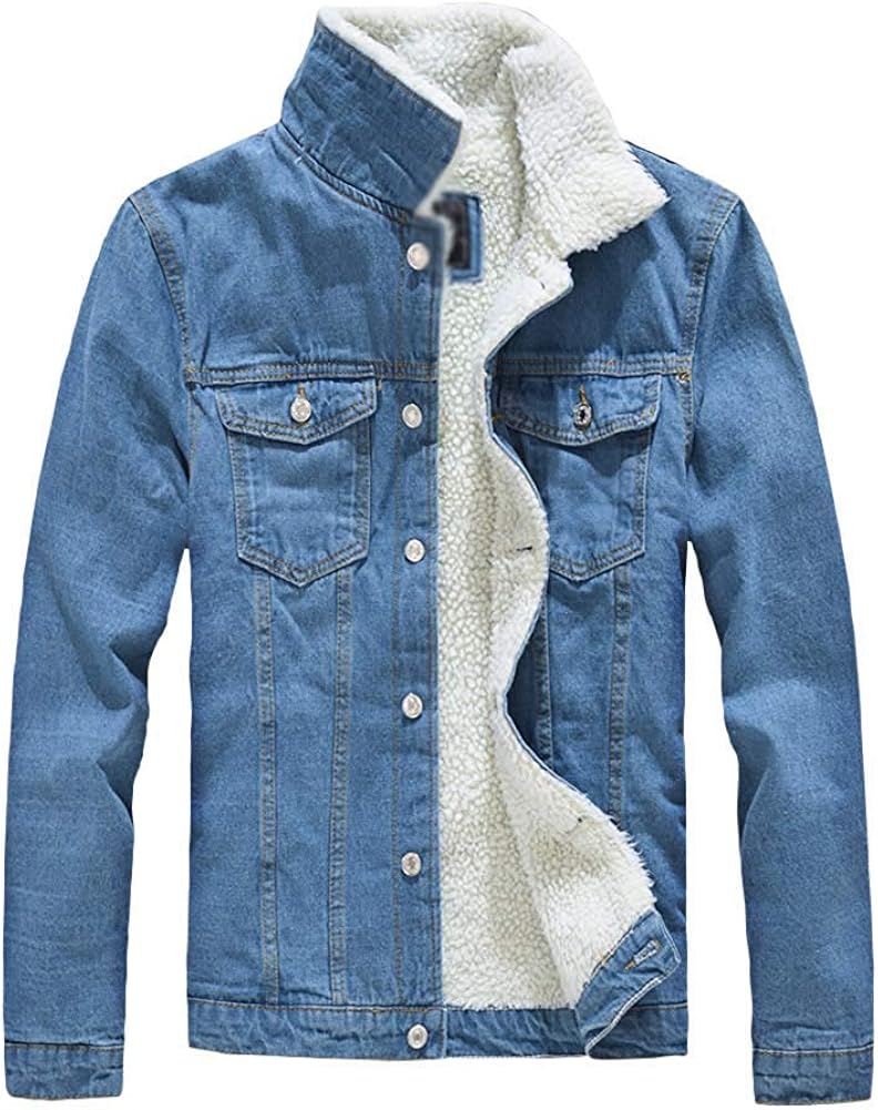 Jeansjacke Herren Vintage - Oversize Denim Jacke Mit Knopfleiste & Taschen