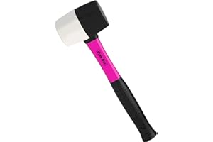 The Original Pink Box 16oz Rubber Mallet - Double Faced Non-Marking Rubber Mallet Hammer with Fiberglass Handle and Comfort Grip, Pink