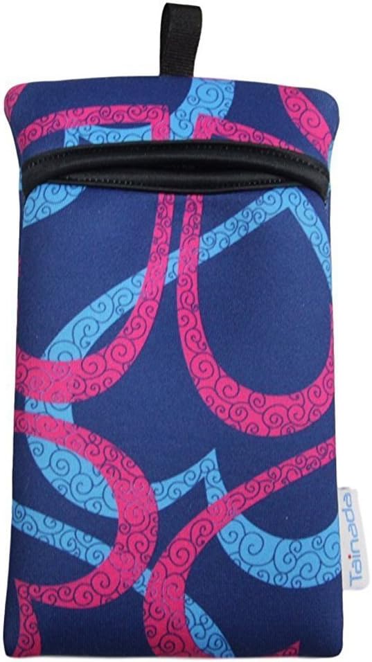 Tainada Shockproof Smartphone Small Neoprene Sleeve Carry Case Bag Pouch with Carabiner and Lanyard for iPhone 12 Mini, 12, 11/12 Pro, Xs, SE (Blue Heart)