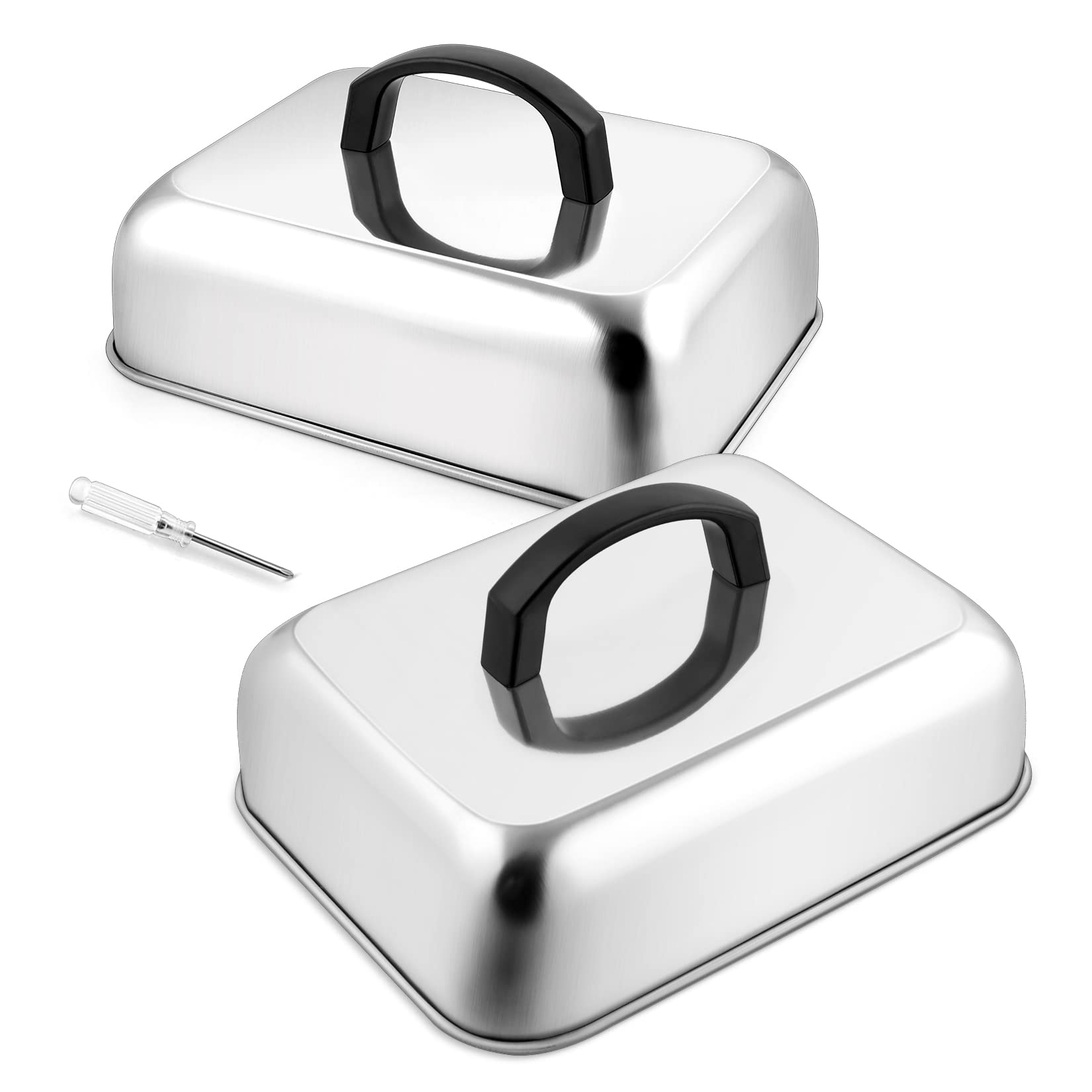 Photo 1 of **INCOMPLETE, ONLY INCLUDES ONE** 9 Inch Basting Cover Cheese Melting Dome (Rectangle), Joyfair Stainless Steel Griddle Melt Lid Flat Top Grill Teppanyaki Accessories for Outdoor Grilling/Kitchen Cooking, Heavy Duty (2)