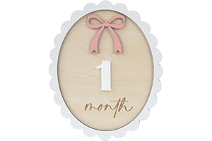CUNCUN Wooden 3D Baby Monthly Milestone Cards Monthly Milestone Discs Newborn Photography Props Baby Announcement Sign Baby (BBL4)