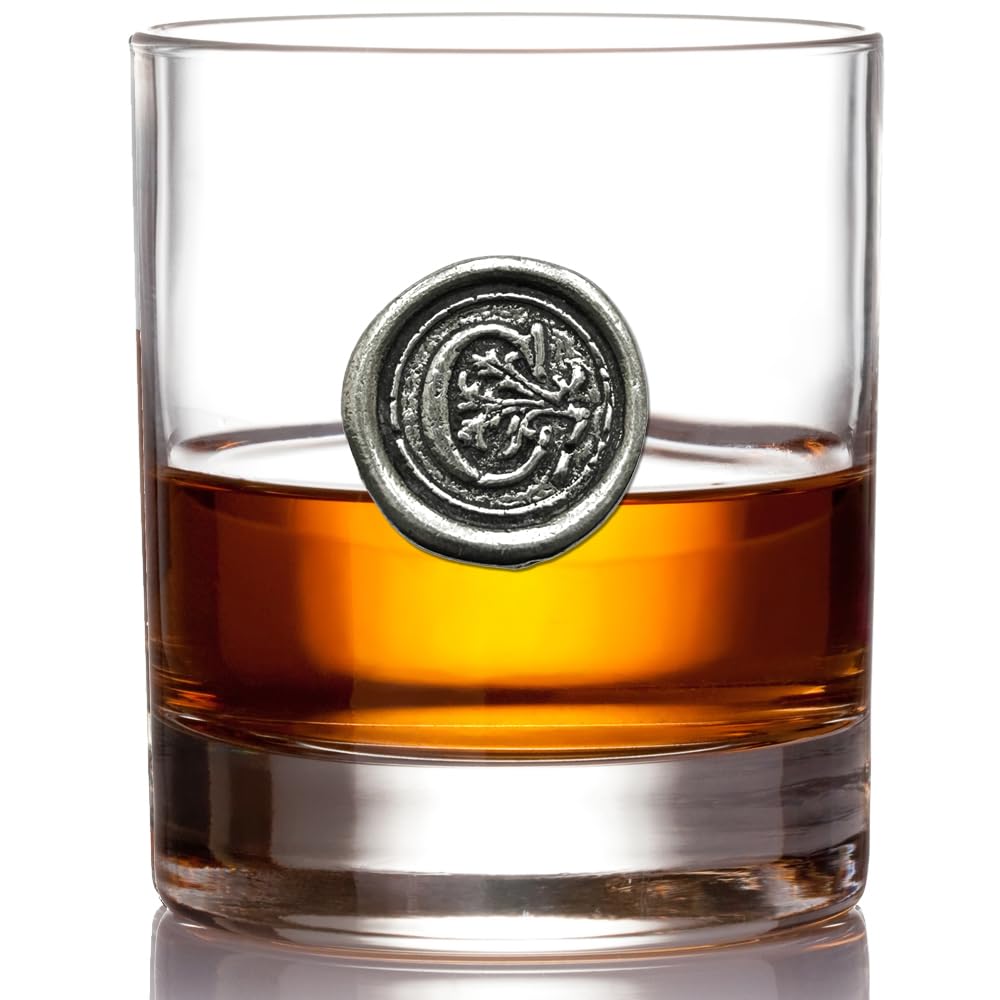 English Pewter Company 11oz Whisky Glass Tumbler with Monogram Initial - Personalised Gift with Your Choice of Initial (C) [MON103]