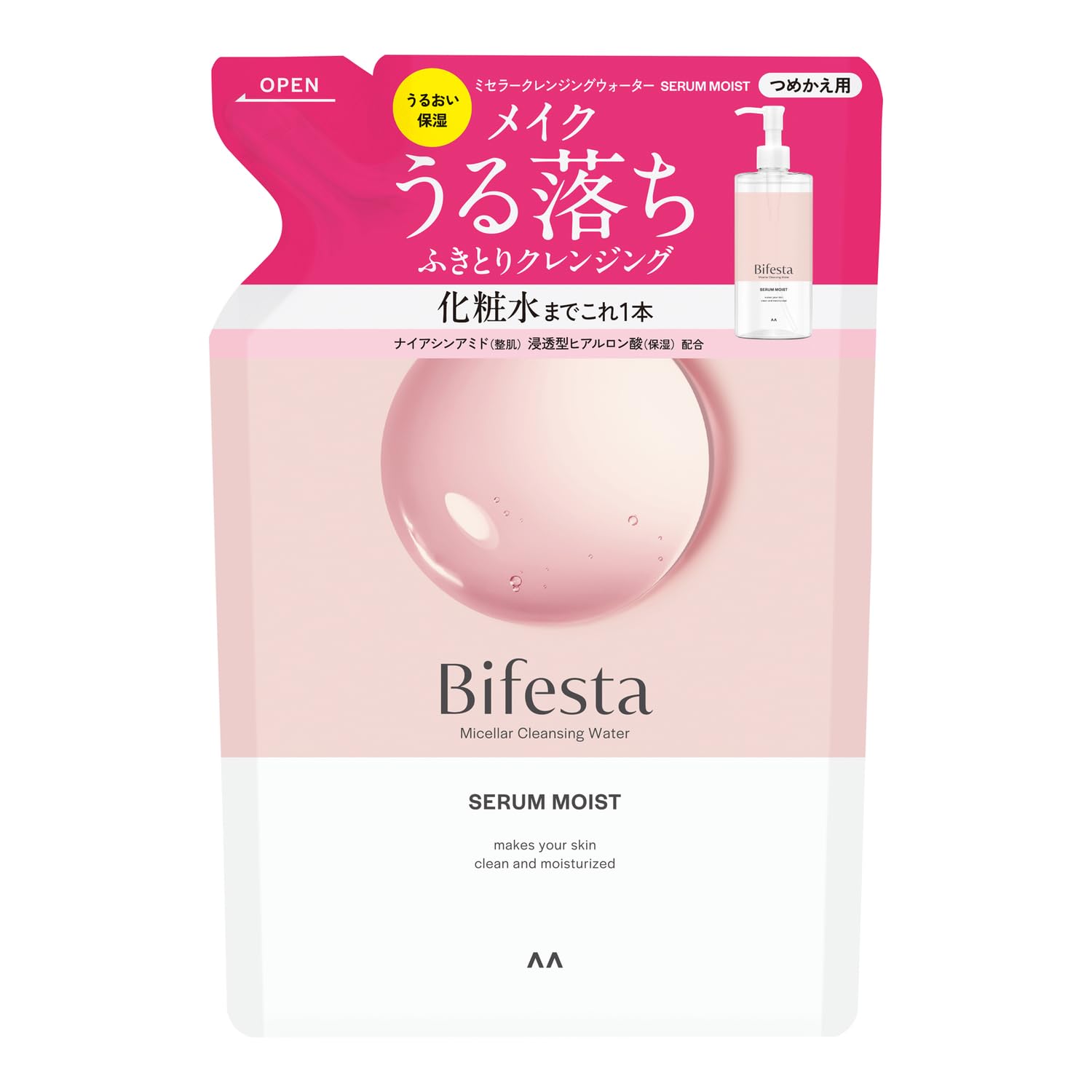 Bifesta Micellar Cleansing Water Moist Refill Wiping Type Moisturizing Toner Derived Oil Free Fragrance Free 360ml