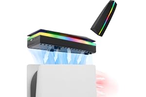 Dustproof PS5 Cooling Fan, JDGPOKOO PS5 Fan with 7 Modes RGB Light, Low Noise Cooler for PlayStation 5 Digital & Disc Edition, 3 Speed 4000/4200/4500RPM, Independent Touch Switch, 2 USB Port (Black)