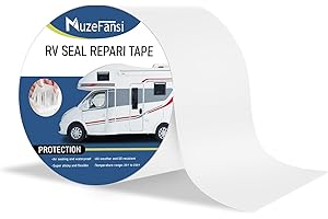 MuzeFansi RV Sealant Tape 4 Inch X 50 Foot 1Pack, UV & Weatherproof White RV Roof Tape, Waterproof Flex Seal Tapes Sealant Roofing for Camper Truck Stop Roof Window Boat Sealing Leaks Repair