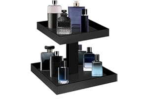 YAGELI Black Perfume Organizer for Men - 2 Tier Acrylic Cologne Rack Organizer for Men, Rectangular Vanity Storage with Sturdy Design, Space Saver for Bathroom & Bedroom