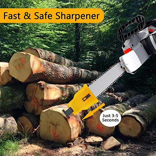 JHFY Chainsaw Sharpener Universal Chain Saw Blade Sharpener Fast Sharpening Stone Grinder Tools Bar Mounted Chainsaw Teeth Sharpener Fit for 14/16/18/20 Inch Two Holes Chain Saw Bar