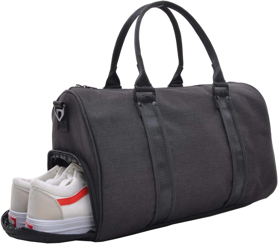 VSWIG Sports Gym Bag Holdall Weekend Travel Gym Duffle Bag for Women & Men With Shoe Compartments (Black 01)