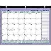 Blueline® 2026 Monthly Desk Pad Calendar, 12 Months, January to December, Three-Hole Punched, 11" x 8.5", Bilingual (C181721B