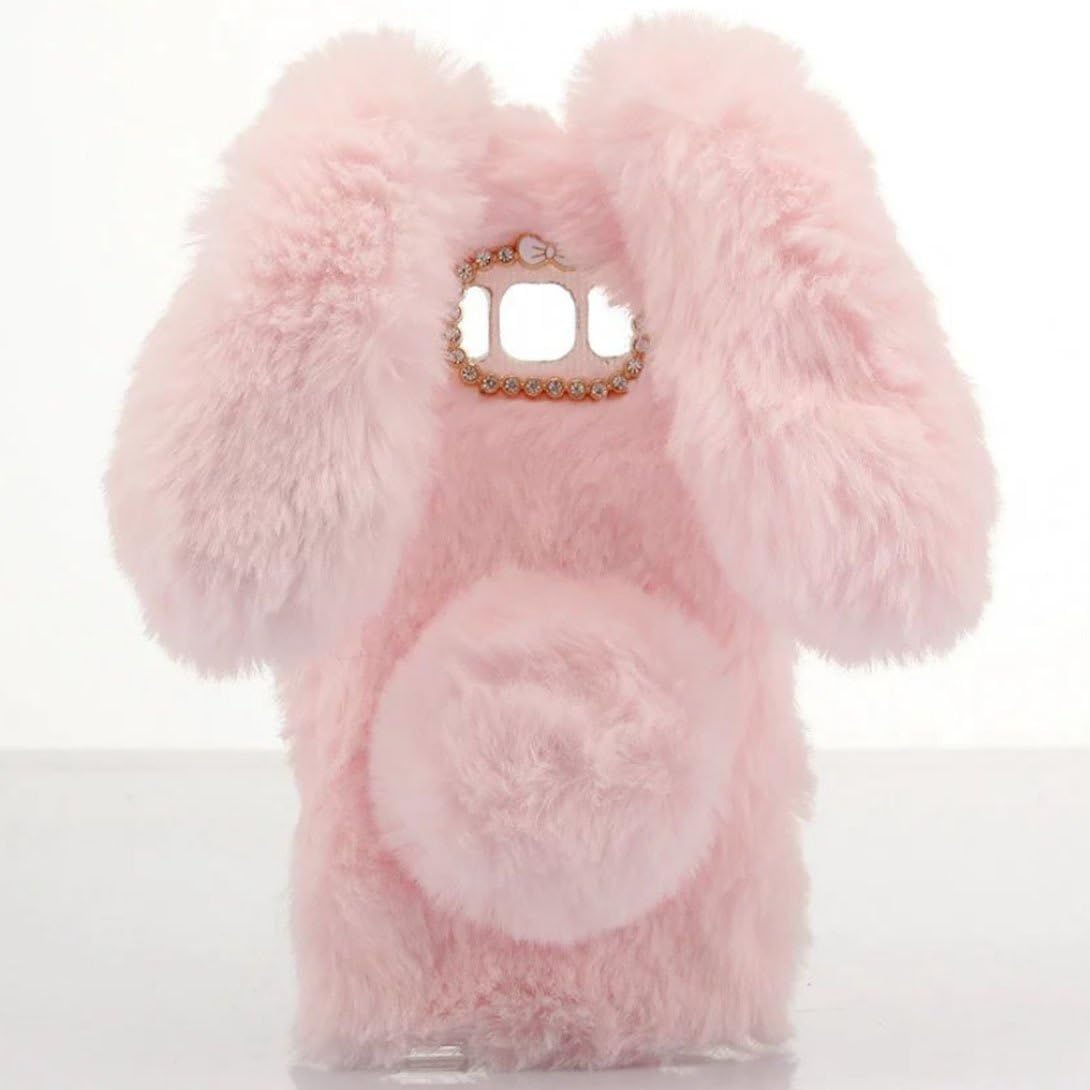 Galaxy S10+/S10 Plus Case [Plush Rabbit Case] Stylish Desgin Cute Furry Rabbit Bunny Fur Bling Crystal Rhinestone Design Fluffy cool soft Case protective Cover slim shell new for Samsung Galaxy S10+