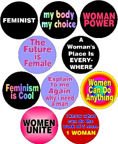 Set of 10 " FEMINIST " 1.25" Pinback Buttons Pins / Badges - Woman Feminism