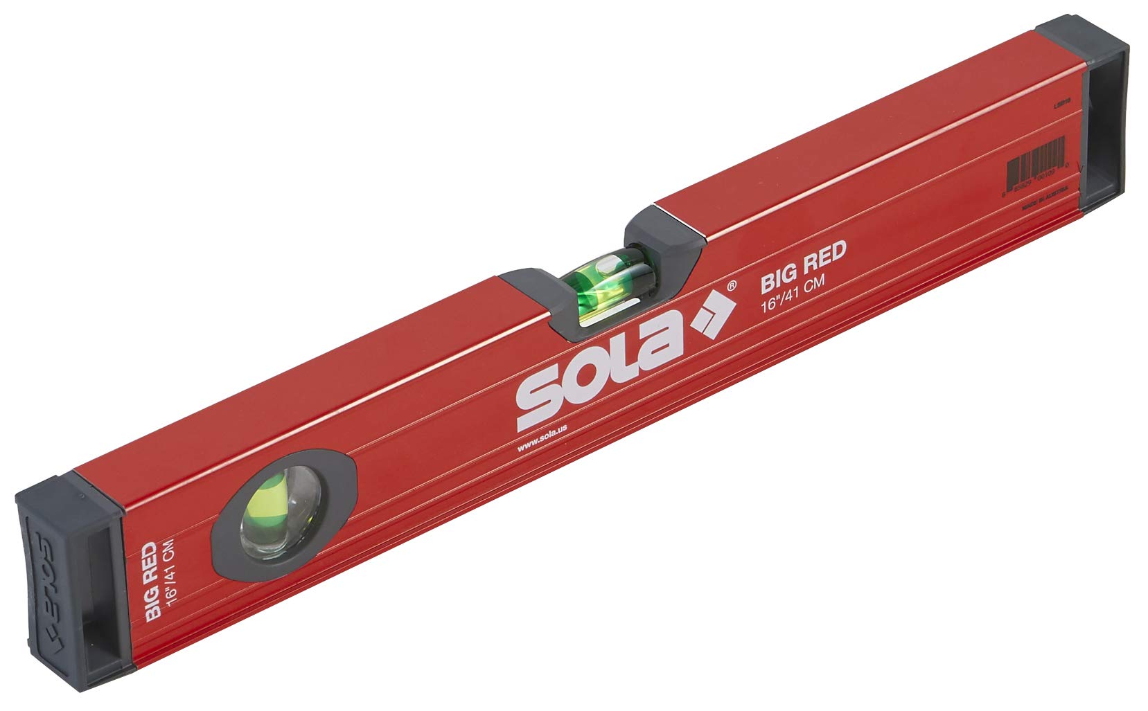 SOLA LSB16 Big Red Aluminum Box Beam Level with 2 60% Magnified Vials, 16-Inch