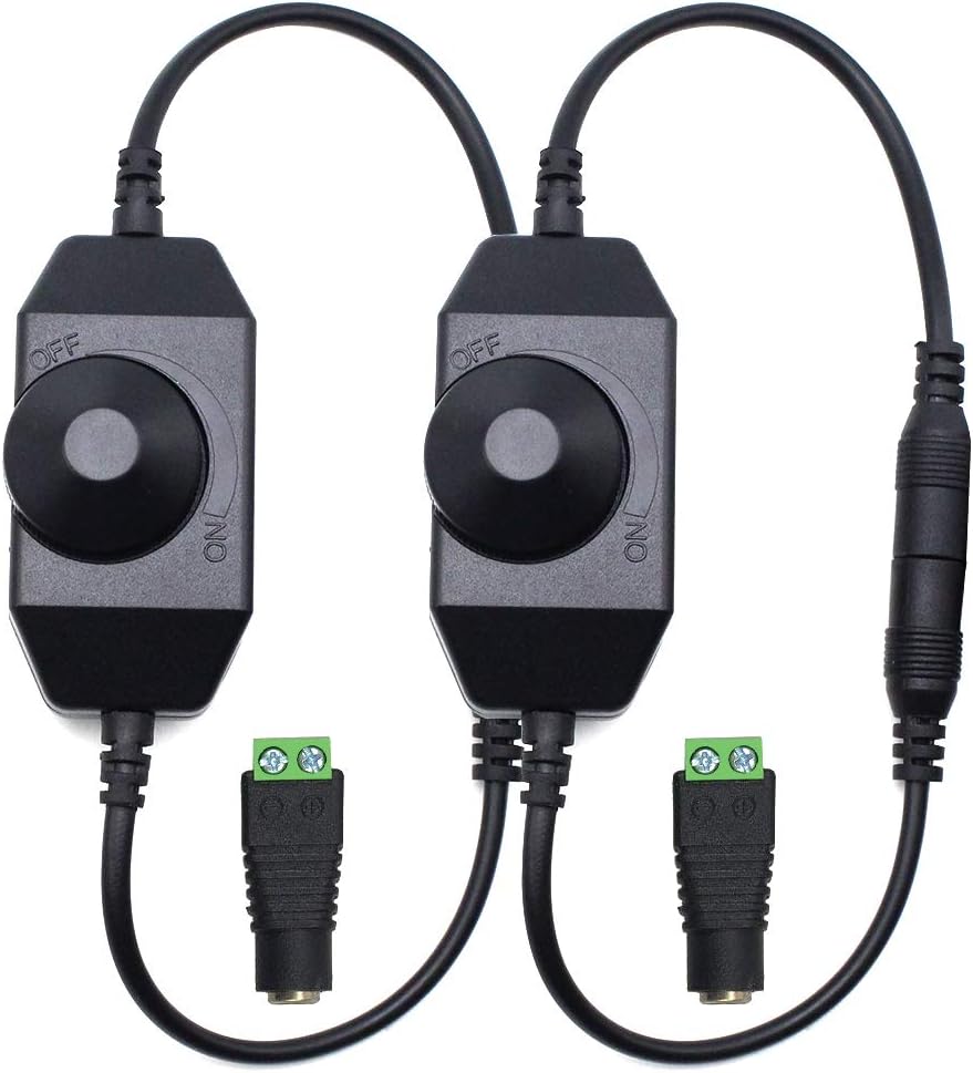 2 Pack Mini LED Touch Dimmer Switch, DC 12V 2A with DC Female Barrel Connector to Screw Adapter for Single Color 3528 5050 LED Strip Light: Industrial & Scientific