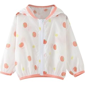 Baby Zipper Hoodie UPF 50+ Sun Protection Jacket Toddler Cute Summer Lightweight Sunscreen Cooling Shirt with Pocket