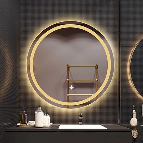 Amazon Co Jp ミラーラウンドledライト洗面台丸壁掛け浴室スマートトイレバスルームスマートトイレのバスルームシングルタッチスイッチ アンチフォグ 暖かいライト タッチスイッチ 70cm製品コード Ww 28 Color Warm Light Touch Switch Size 50cm ホーム