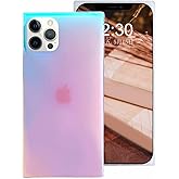 Omorro Compatible with iPhone 15 Pro Max Rectangle Case for Women, Bling Sparkly Laser Color Changing Designer Case Glitter Slim Thin Soft Flexible TPU Protective Light Mirror Iridescent Girly Case