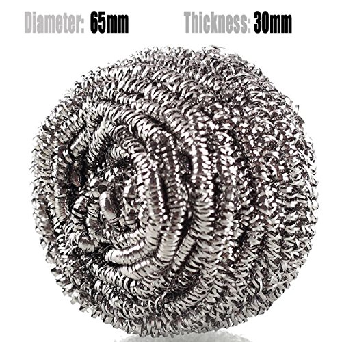 QY 6PCS Stainless Steel High Density Cleaning Sponges Metal Scrubber Scouring Pad Ball for Home Kitchen Pot Pan Dish Wash Cleaning - Thumbnail 4