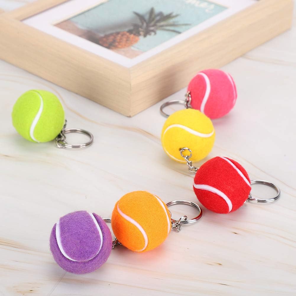 6Pcs Tennis Ball Keychain Keyring Keychain Creative Playing Tennis Ball Key Chain Metal Key Rings Fashion Hanging Decoration for Keys Crafts DIY - Image 5
