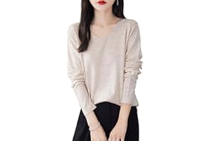 Chanyarn Women's 100% Merino Wool Base Layer Shirt Tops V Neck Long Sleeve Travel Hiking Tee T Shirt Pullover Sweater