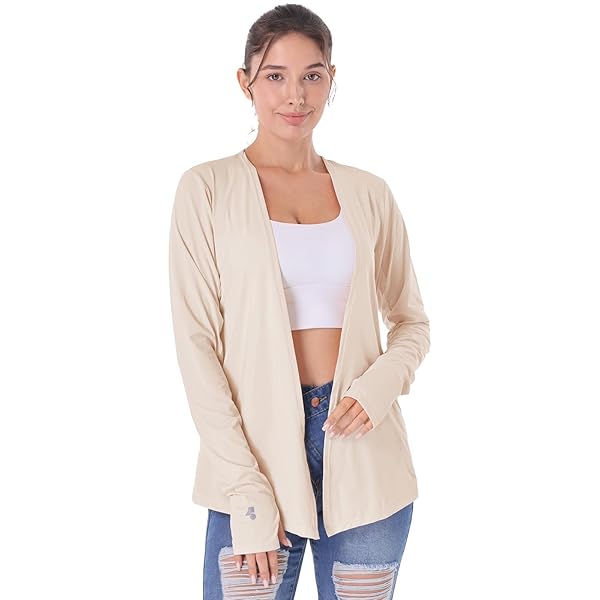 WOMENS LIGHTWEIGHT SUMMER CARDIGAN RASH GUARD UPF50+ LONG SLEEVE UV SPF ATHLETIC JACKET SUN PROTECTION COOLING OPEN FRONT WRAP SHAWL COVER UP CLOTHING KIMONO SUN SWEATER SHIRT THUMB HOLE WITH POCKETS