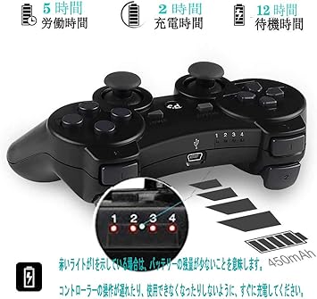 Amazon Co Jp Aoityle Ps3対応 ワイヤレスコントローラー 互換 Usb ケーブル 日本語説明書 １年保証付き 黒い 家電 カメラ
