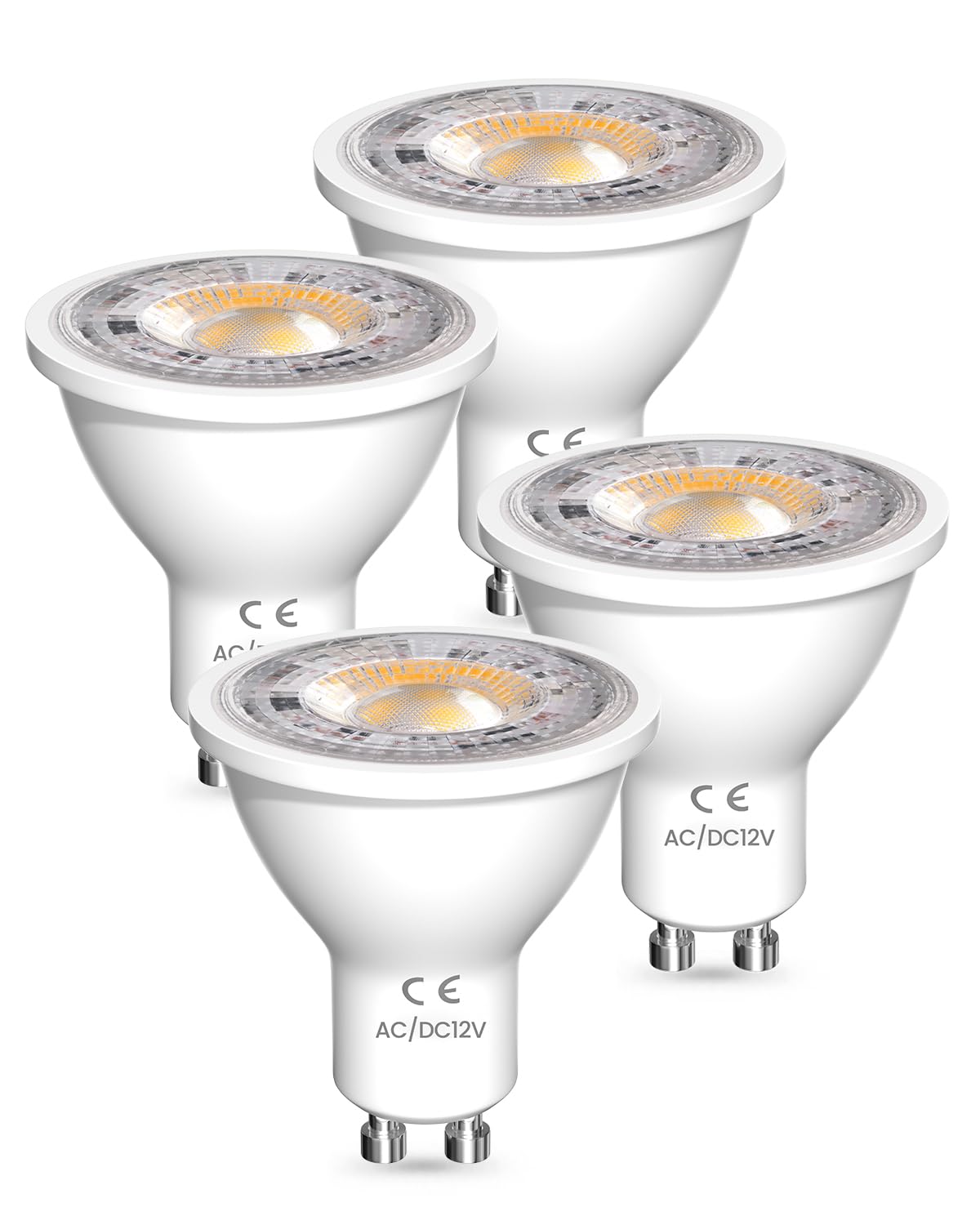 DoRight GU10 LED Bulb 7W Warm White 3000K - AC/DC 12V Spotlight 650lm - 50W-70W MR16 Halogen Equivalent - 38° Beam Angle Not-Dimmable - 4 Pack