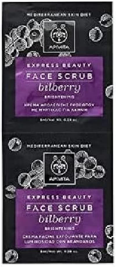 Apivita Face Scrub Bilberry Creamy Exfoliator Brightening 90% Natural All Skin