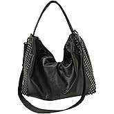 FiveloveTwo Women Skull Chain Handbag Large Capacity Gothic Shoulder Bag Studded Doctor Rivet Tote Satchel