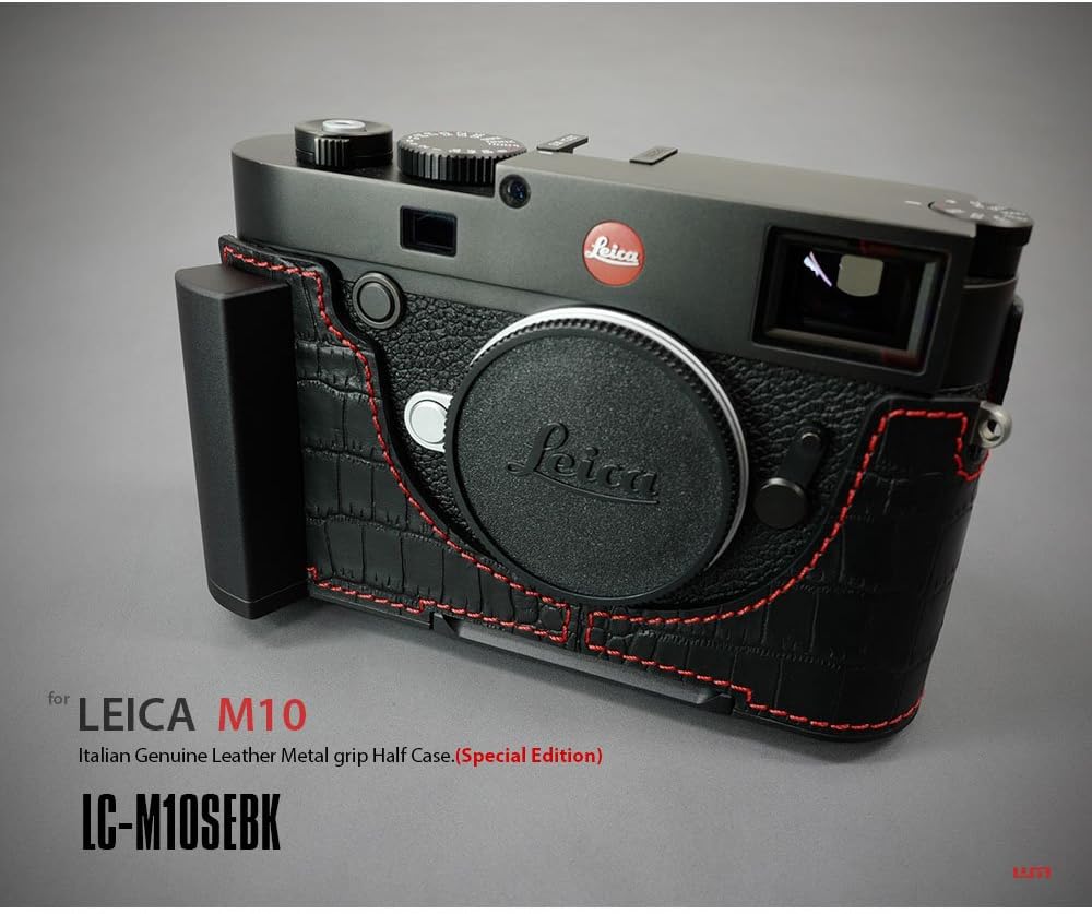 Lim's LC-M10SEBK Metal Grip Genuine Leather Camera Half Case for Leica M10 Crocodile Black