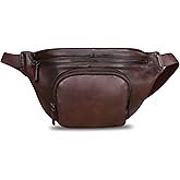 Genuine Leather Fanny Pack for Women and Men Vintage Real Leather Sling Bag Crossbody Bag Fashion Waist Bag Chest Purse (Coffee)