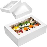 Moretoes 10pcs 14x10x4in Quarter Sheet Cake Boxes with Window, White Large | Rectangular Bakery Boxes with Window for Cake, Pastry, Donuts, Cookie, Cupcake &amp; Pie Packaging