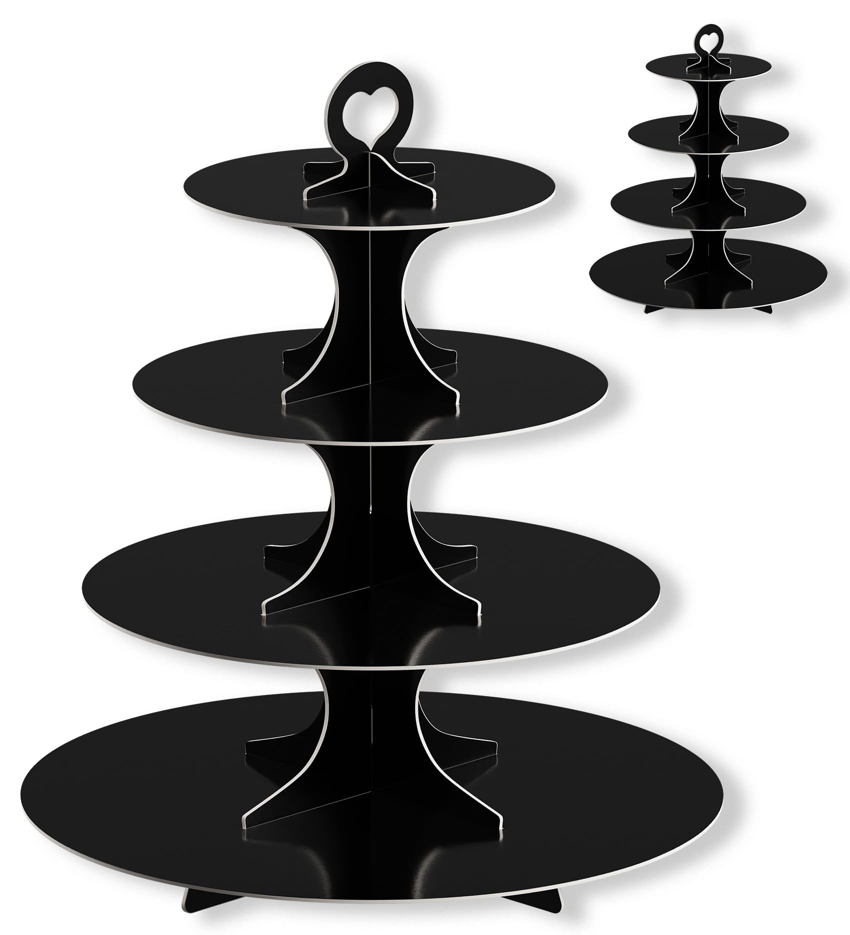 Photo 1 of 2 Pack Cupcake Stand Tower, BLISSUR Black 4 Tier Cardboard Cupcake Stand for Parties (Black)