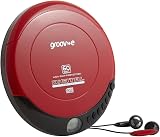Groov-e Retro Compact CD Player Red - Anti-Skip, Programmable Tracks, Earphones view 2