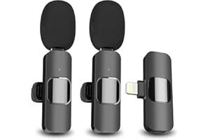 EJCC 2 Pack Wireless Microphone for iPhone iPad, Mini Wireless Clip-on Microphones for iPhone Video Recording, YouTube, Interview, TikTok, Vlog