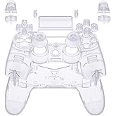 eXtremeRate Transparent Clear Full Set Shell Cover, Replacement Housing Shell with Buttons Thumbsticks Compatible with p 4 Slim Pro Controller CUH-ZCT2 - Controller NOT Included