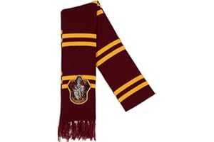 Harry Potter Gryffindor House Patch Crest Winter Scarf Burgundy Knit Striped